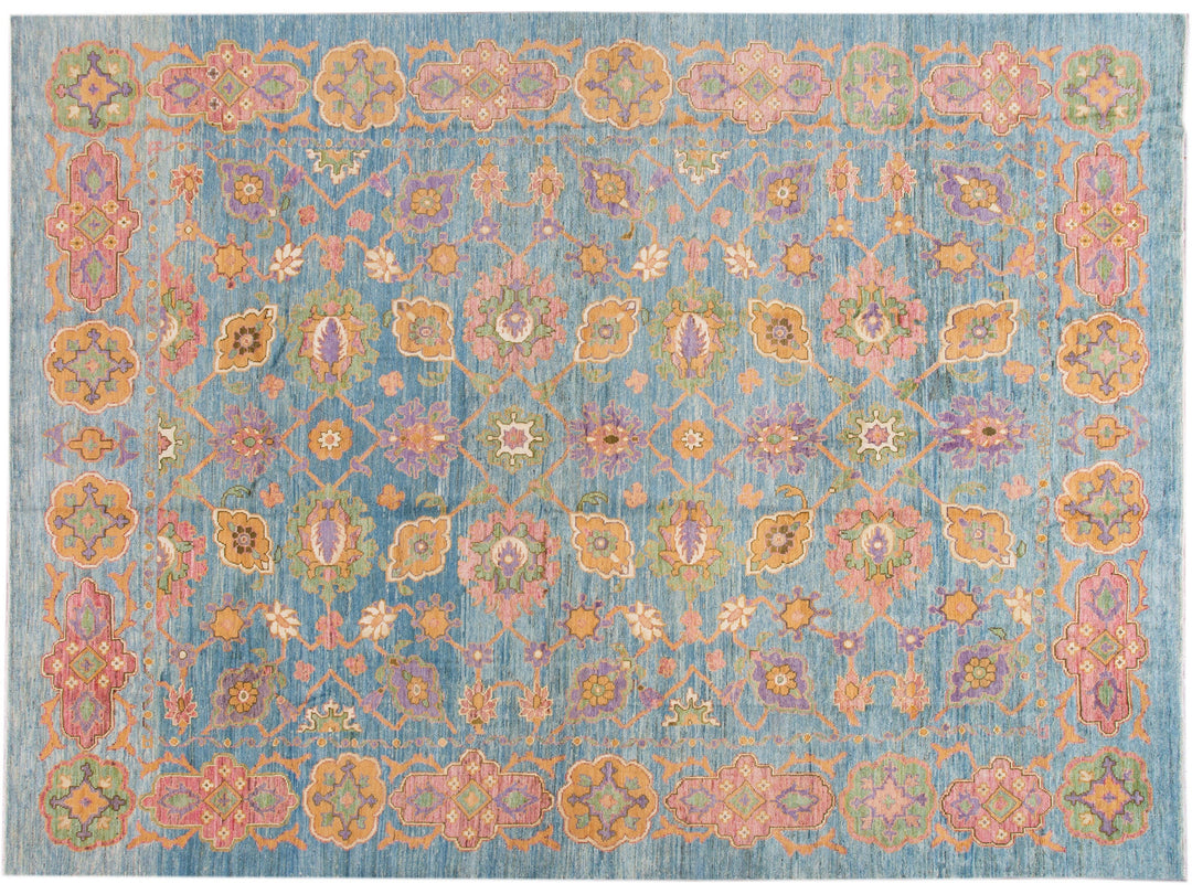 Modern Oushak Oversize Wool Rug 12 X 16