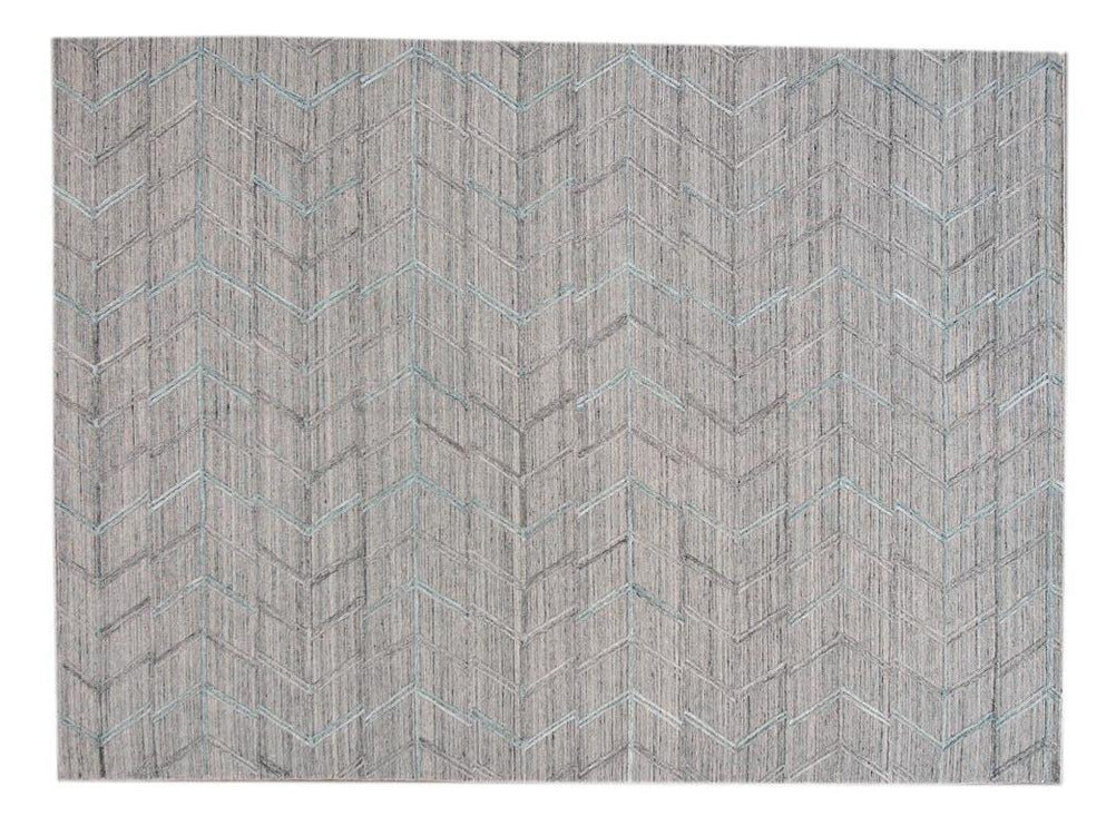 Modern Gray Indian Transitional Flat-Weave Wool Rug  9 X 12