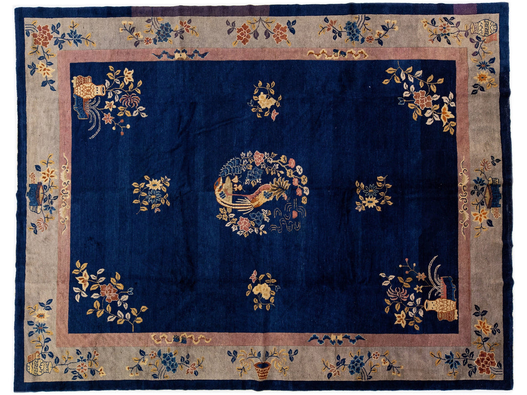 Antique Chinese Peking Wool Rug 9 X 12