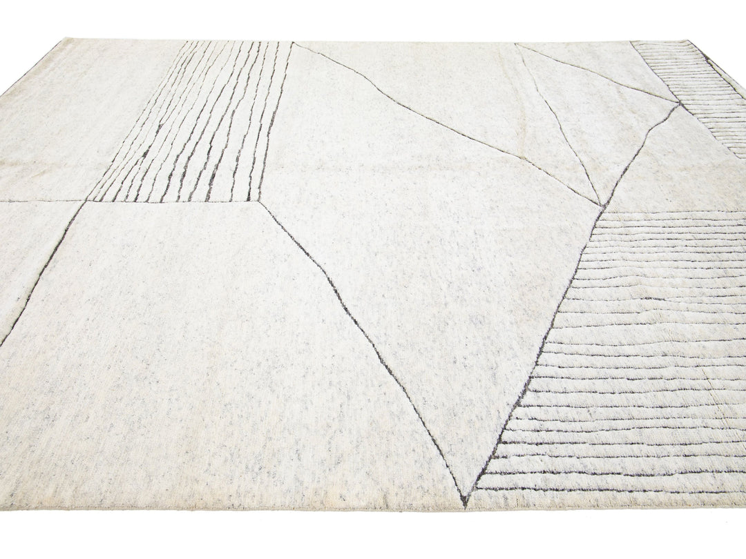 Modern Moroccan Wool Rug 9 X 12