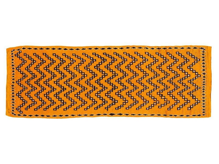 Modern Yellow Moroccan Tribal Runner 4 X 10