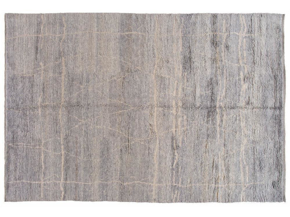 Modern Gray Moroccan Wool Rug 10 X 15