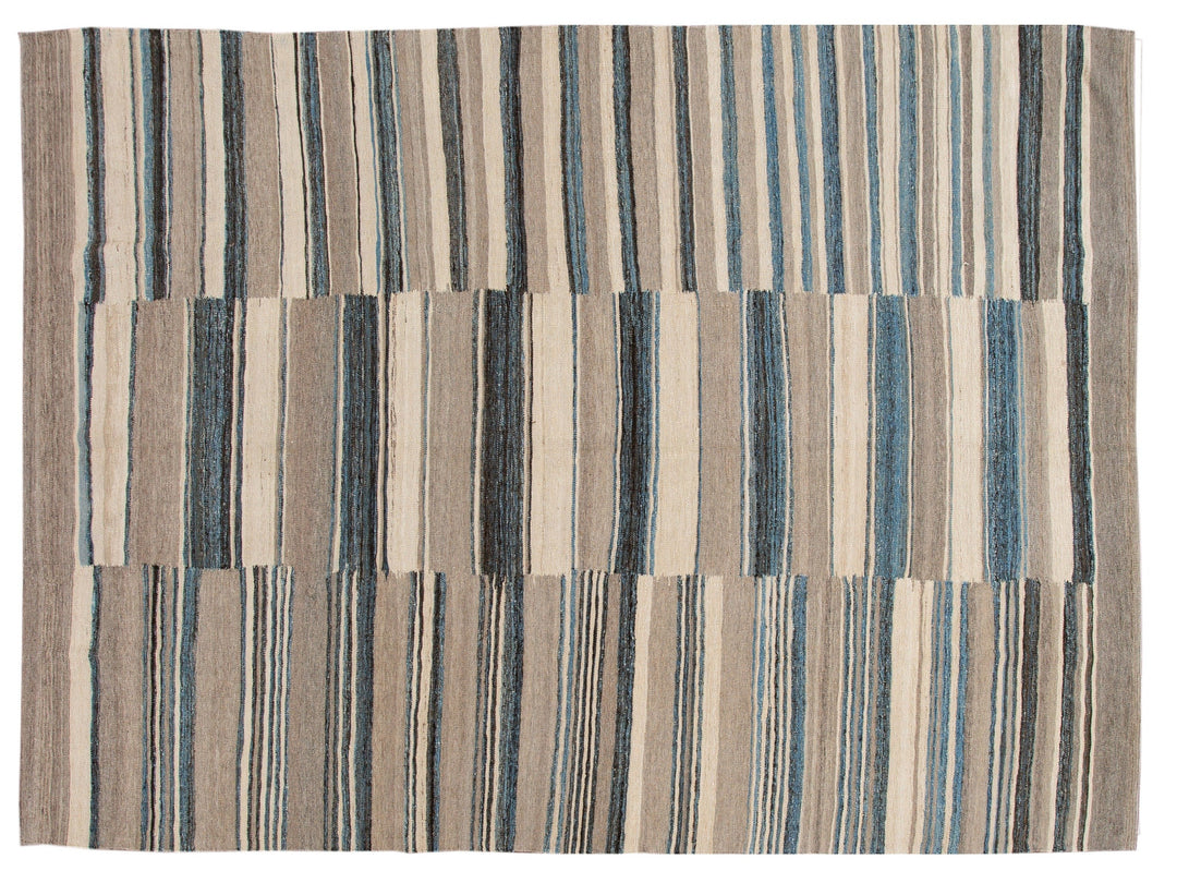 Modern Flat-Weave Kilim Wool Rug 9 X 12