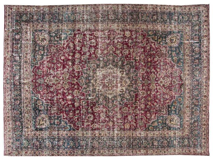 Early 20th Century Vintage Mashad Style Wool Rug 11 X 15