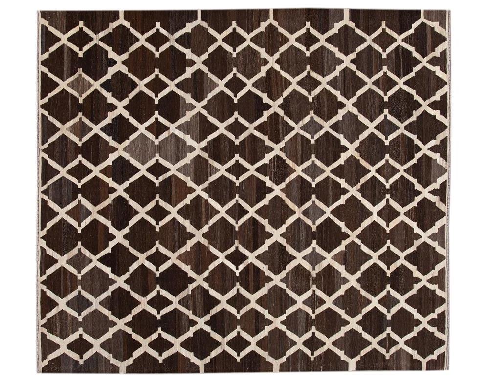 Contemporary Flatweave Kilim Wool Rug 9 X 10