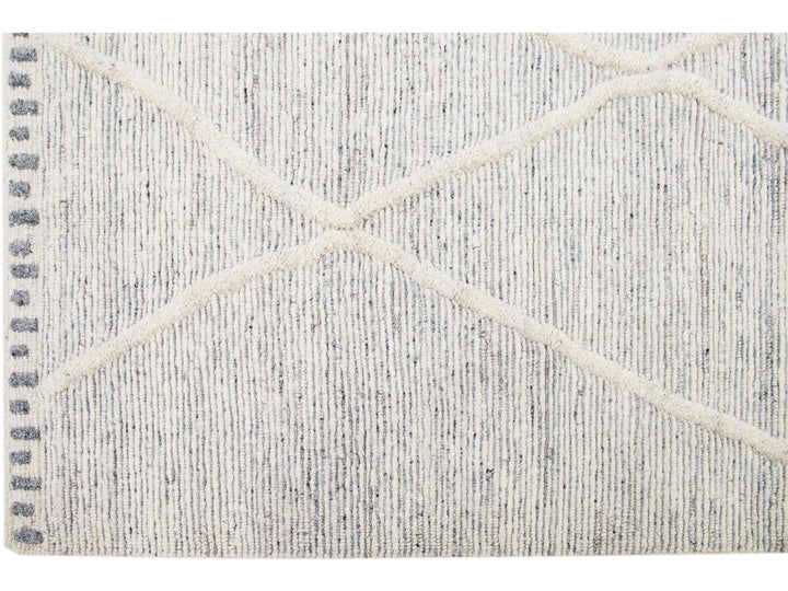 Modern Moroccan Wool Rug 10 X 14