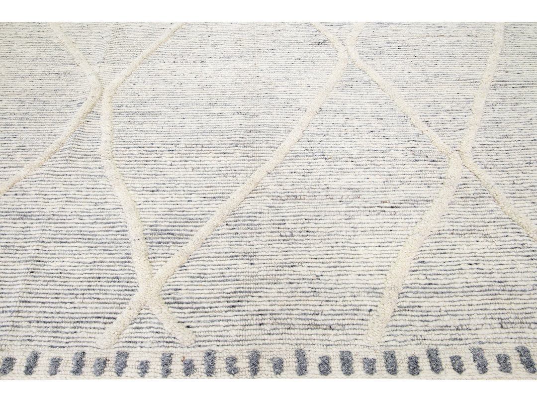 Modern Moroccan Wool Rug 10 X 14