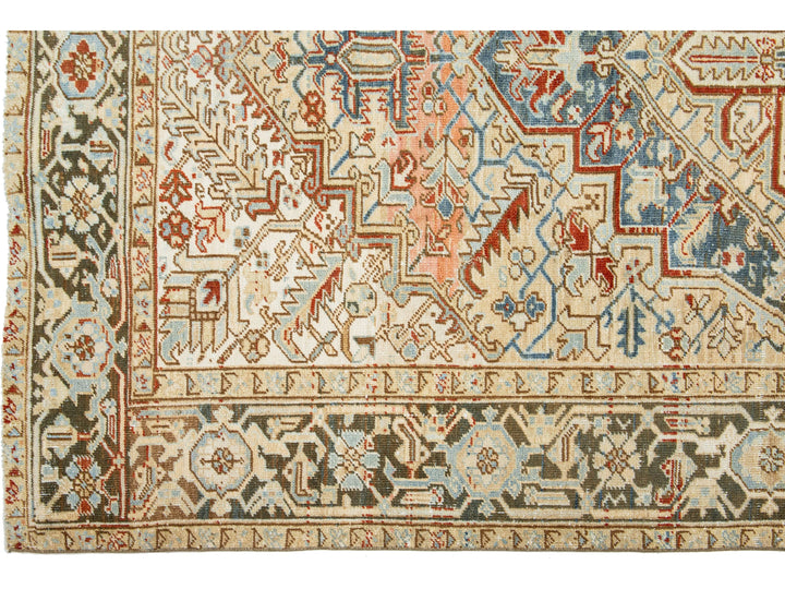 Antique Heriz Wool Rug 6 X 9