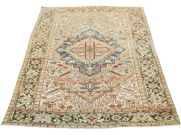 Antique Heriz Wool Rug 6 X 9
