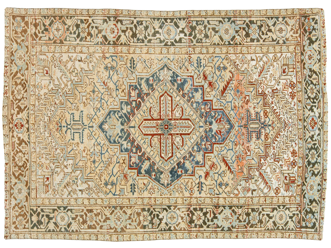 Antique Heriz Wool Rug 6 X 9