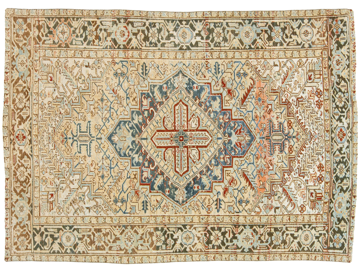 Antique Heriz Wool Rug 6 X 9
