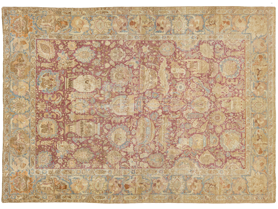 Antique Tabriz Wool Rug 10 X 14