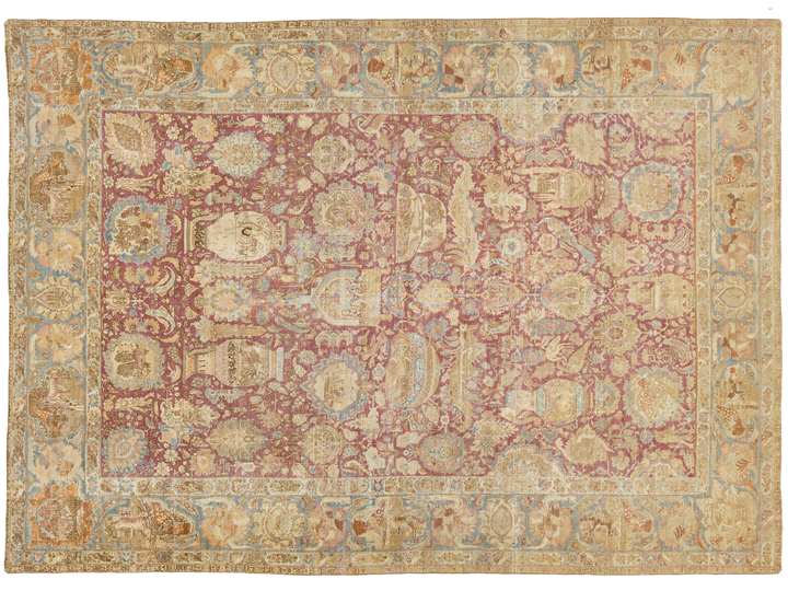 Antique Tabriz Wool Rug 10 X 14
