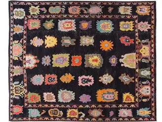 Black Modern Turkish Handmade Wool Rug