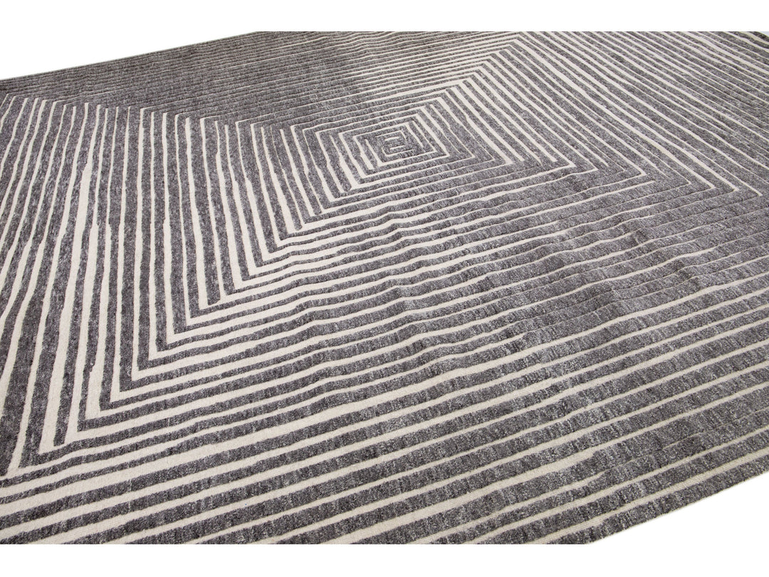 Modern Moroccan Wool Rug 12 X 15