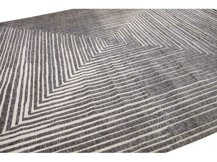 Modern Moroccan Wool Rug 12 X 15