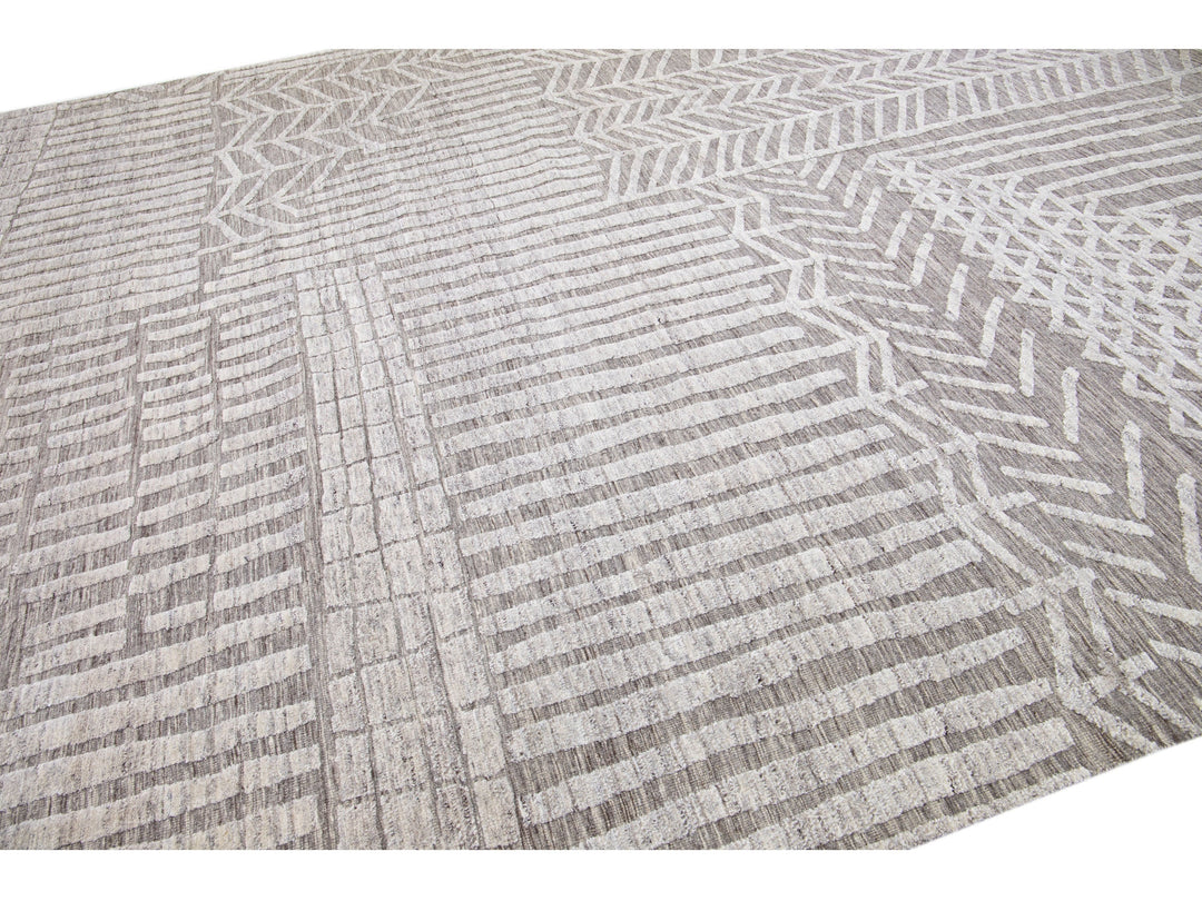 Modern Moroccan Wool Rug 12 X 15