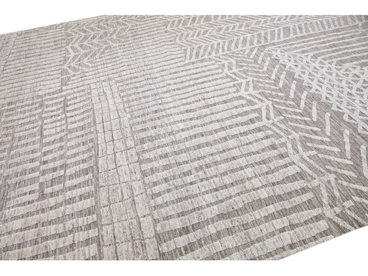 Modern Moroccan Wool Rug 12 X 15