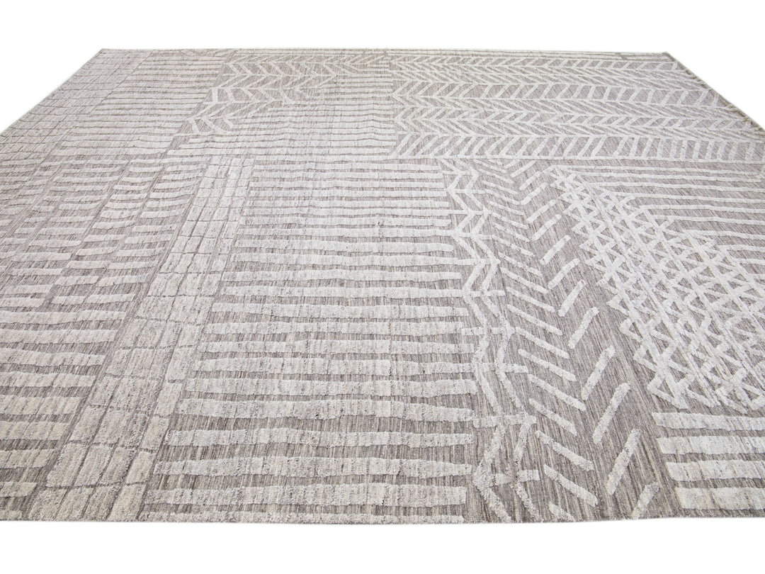Modern Moroccan Wool Rug 12 X 15