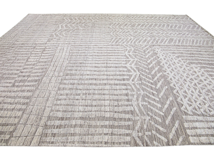 Modern Moroccan Wool Rug 12 X 15
