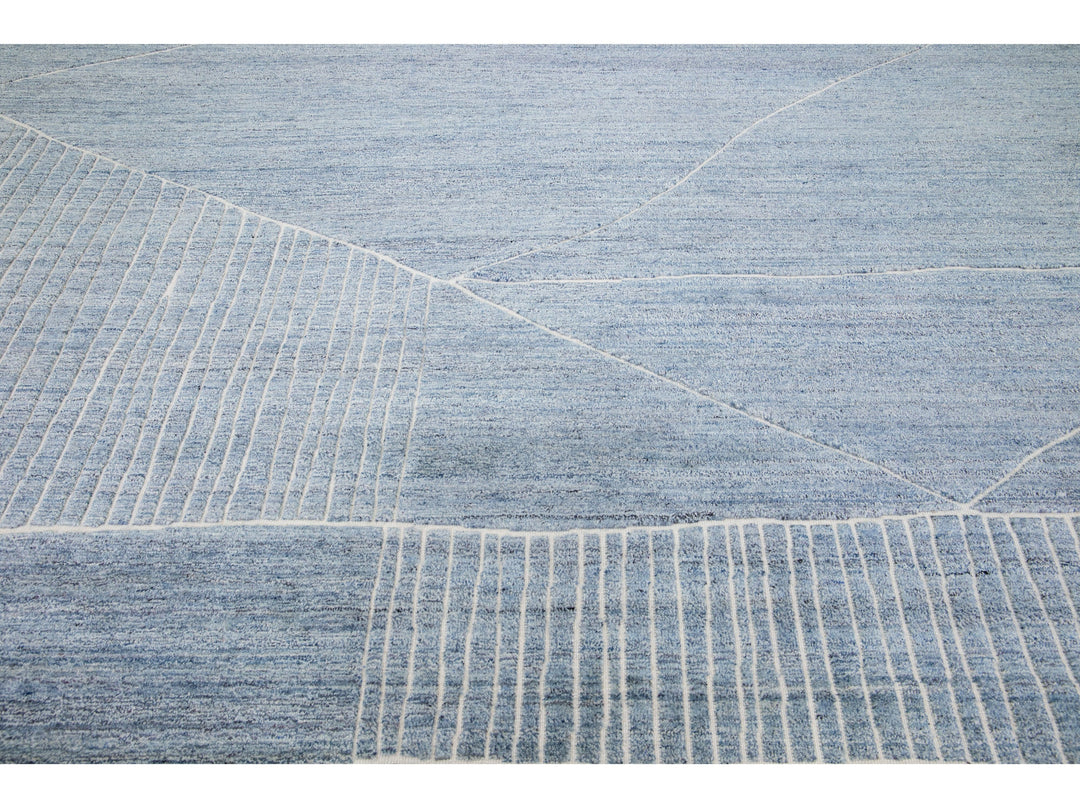 Modern Moroccan Wool Rug 12 X 15