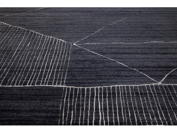 Modern Moroccan Wool Rug 12 X 15