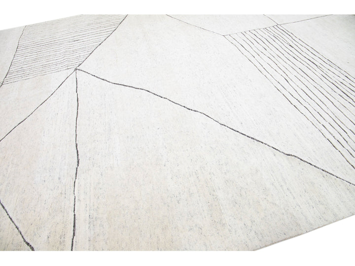 Modern Moroccan Wool Rug 12 X 15