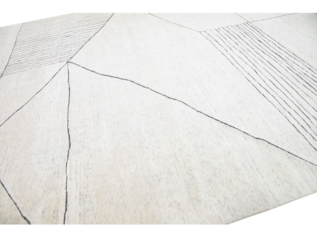 Modern Moroccan Wool Rug 12 X 15