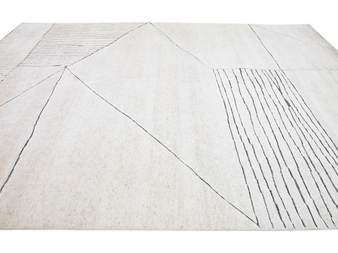 Modern Moroccan Wool Rug 10 X 14