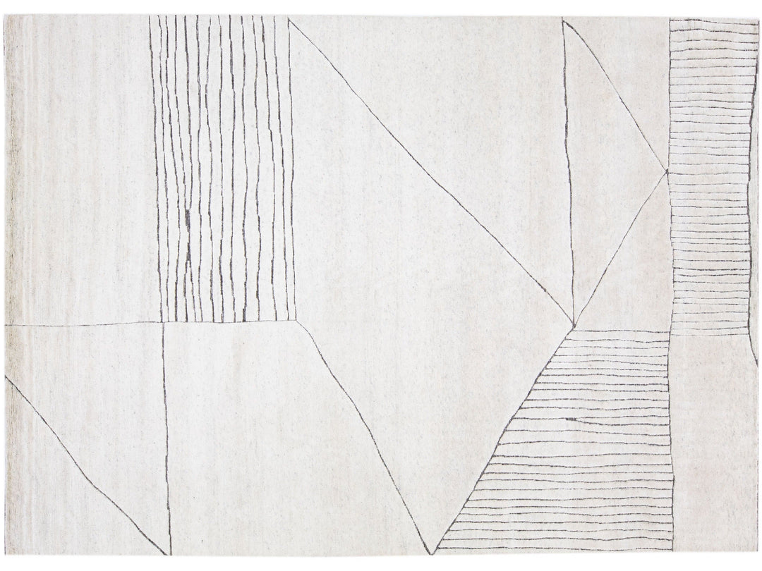 Modern Moroccan Wool Rug 10 X 14