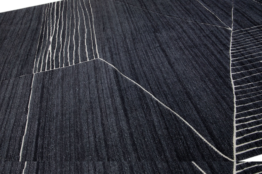 Modern Moroccan Wool Rug 10 X 14