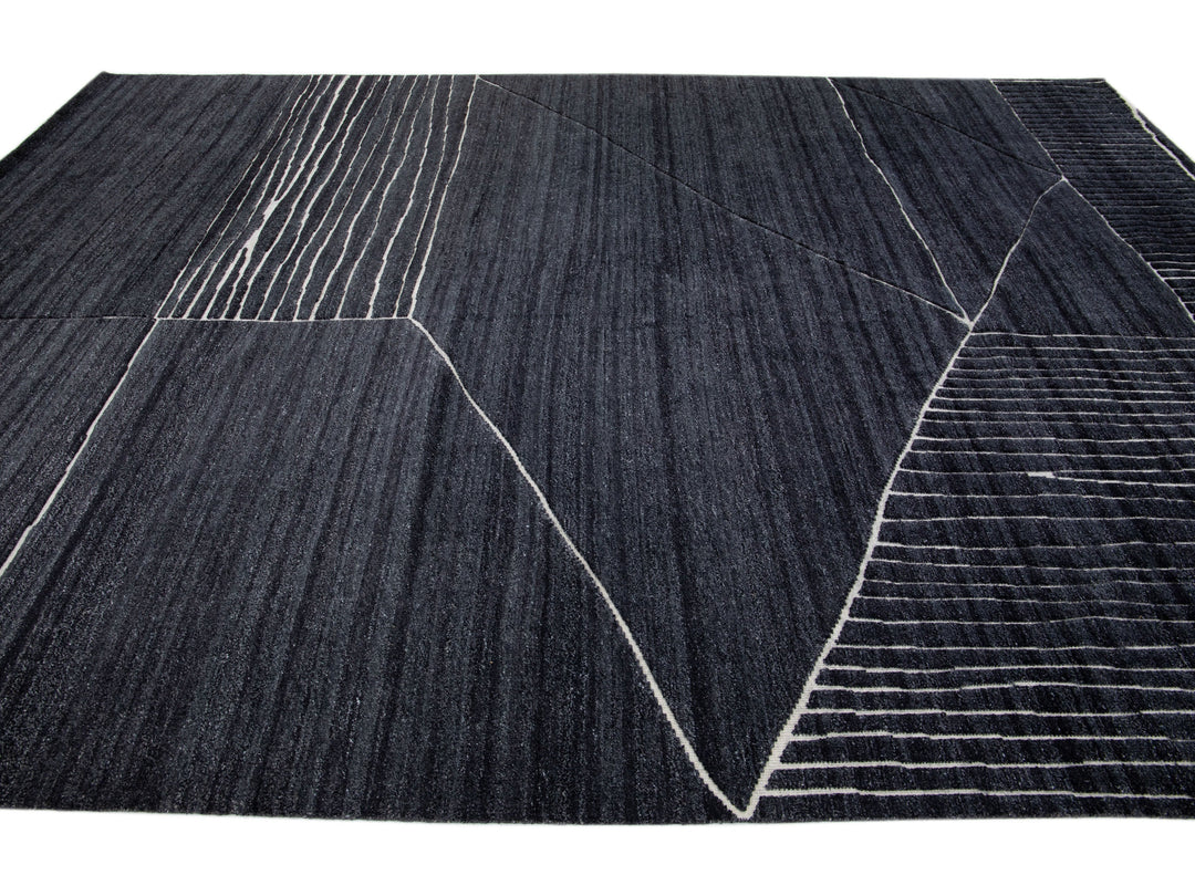 Modern Moroccan Wool Rug 10 X 14