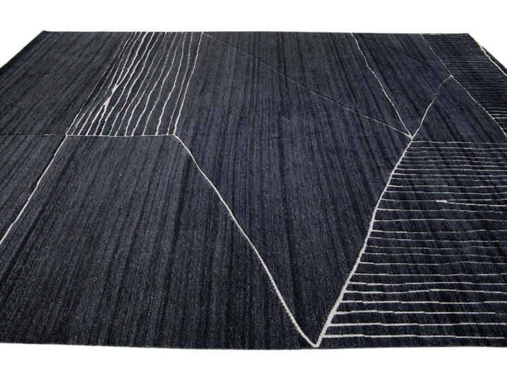 Modern Moroccan Wool Rug 10 X 14