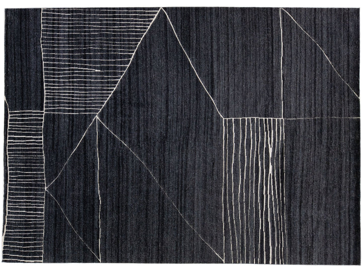 Modern Moroccan Wool Rug 10 X 14