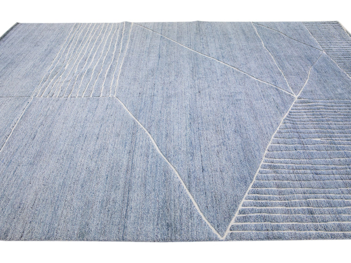 Modern Moroccan Wool Rug 10 X 14