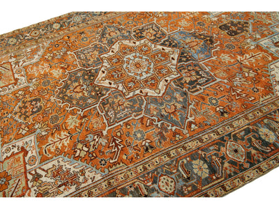 Antique Persian Heriz Wool Rug 8 x 11
