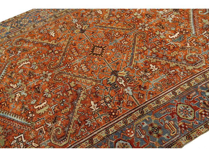 Antique Persian Heriz Wool Rug 7 x 10