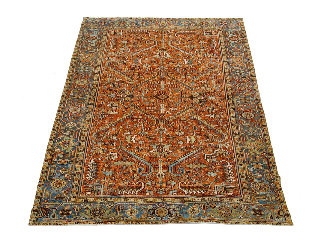 Antique Persian Heriz Wool Rug 7 x 10