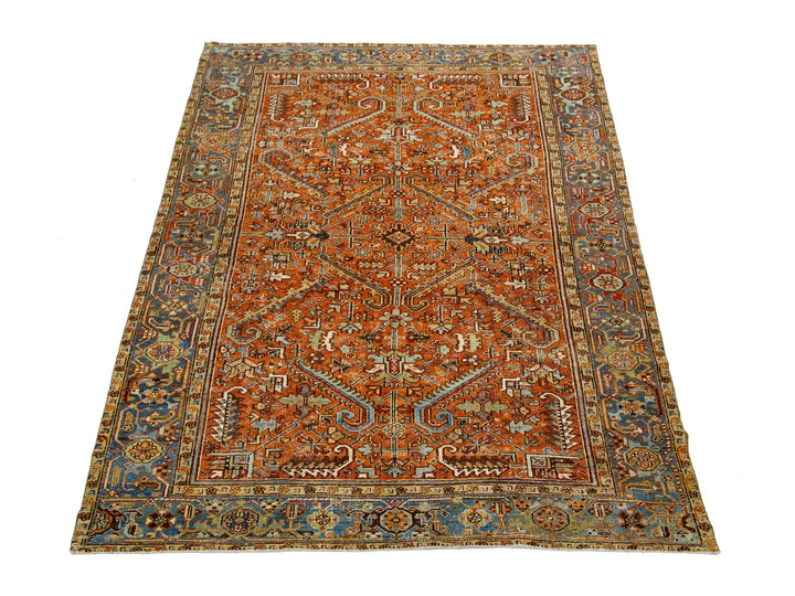 Antique Persian Heriz Wool Rug 7 x 10