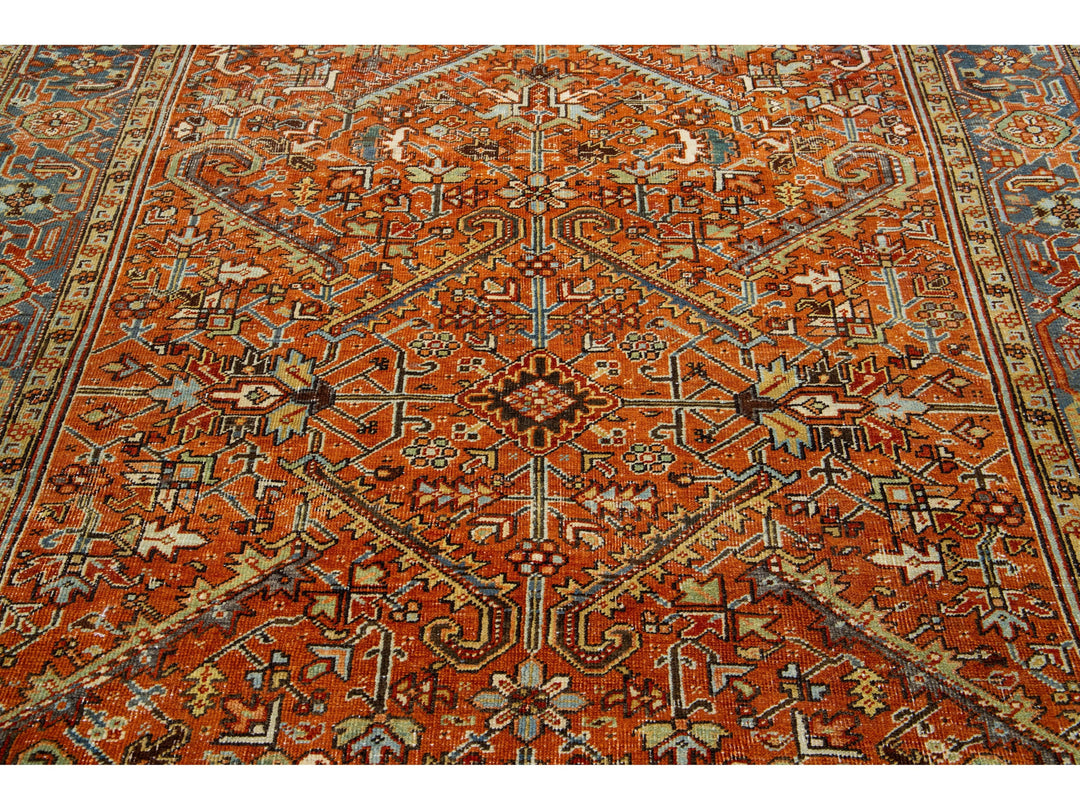 Antique Persian Heriz Wool Rug 7 x 10