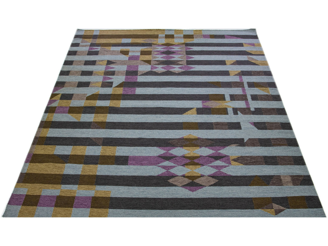 Modern Flatweave Kilim Wool Rug 10 x 14