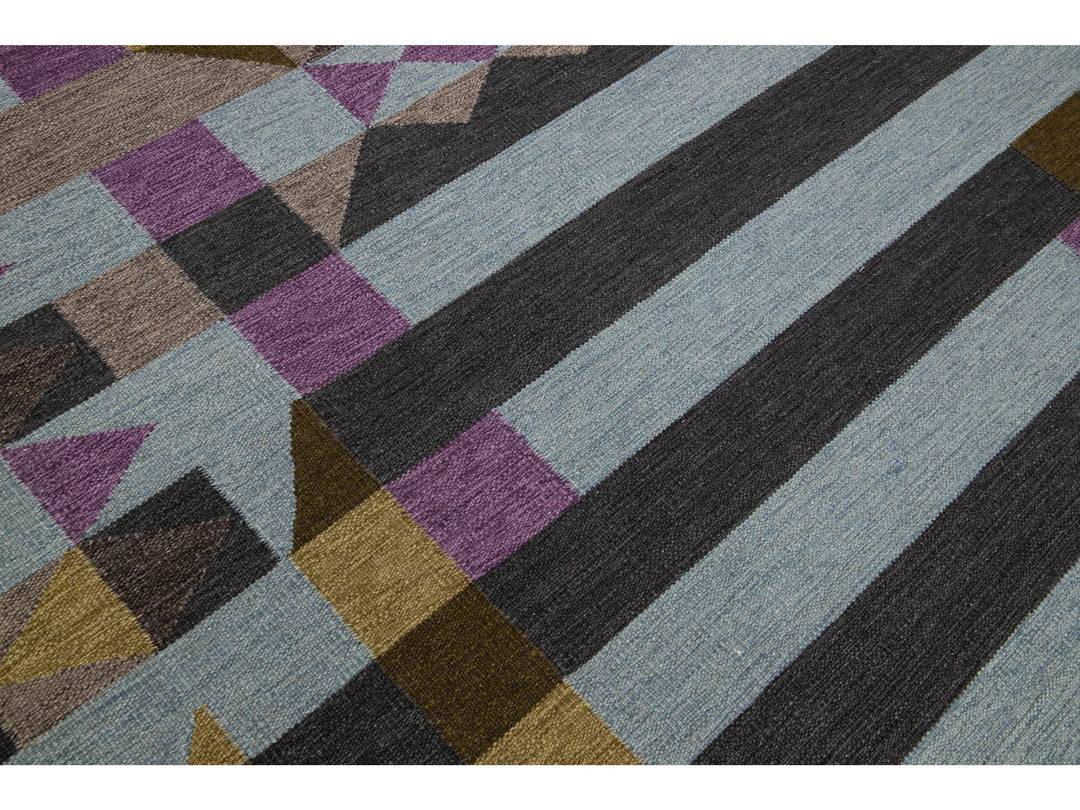 Modern Flatweave Kilim Wool Rug 10 x 14