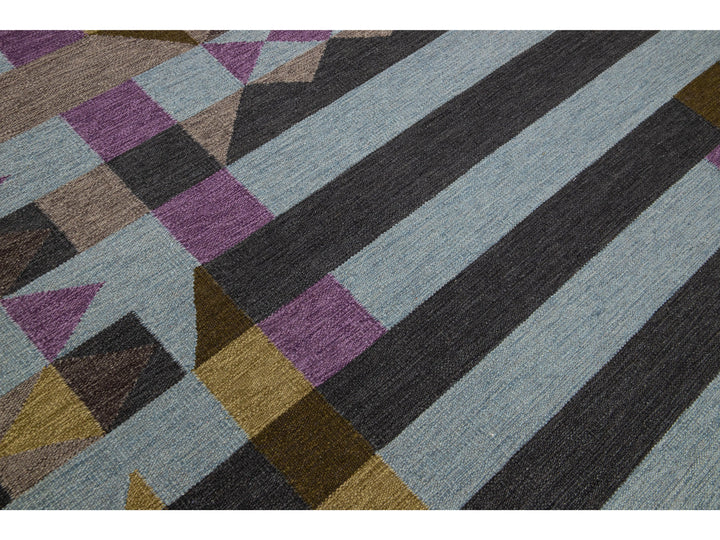 Modern Flatweave Kilim Wool Rug 10 x 14