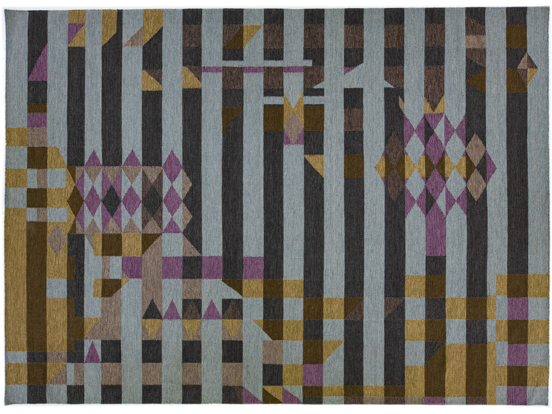 Modern Flatweave Kilim Wool Rug 10 x 14