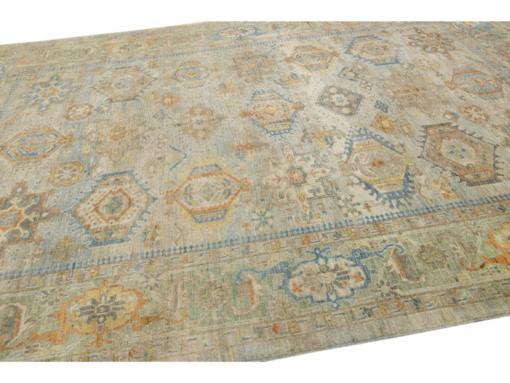 Modern Heriz Wool Rug 9 X 13