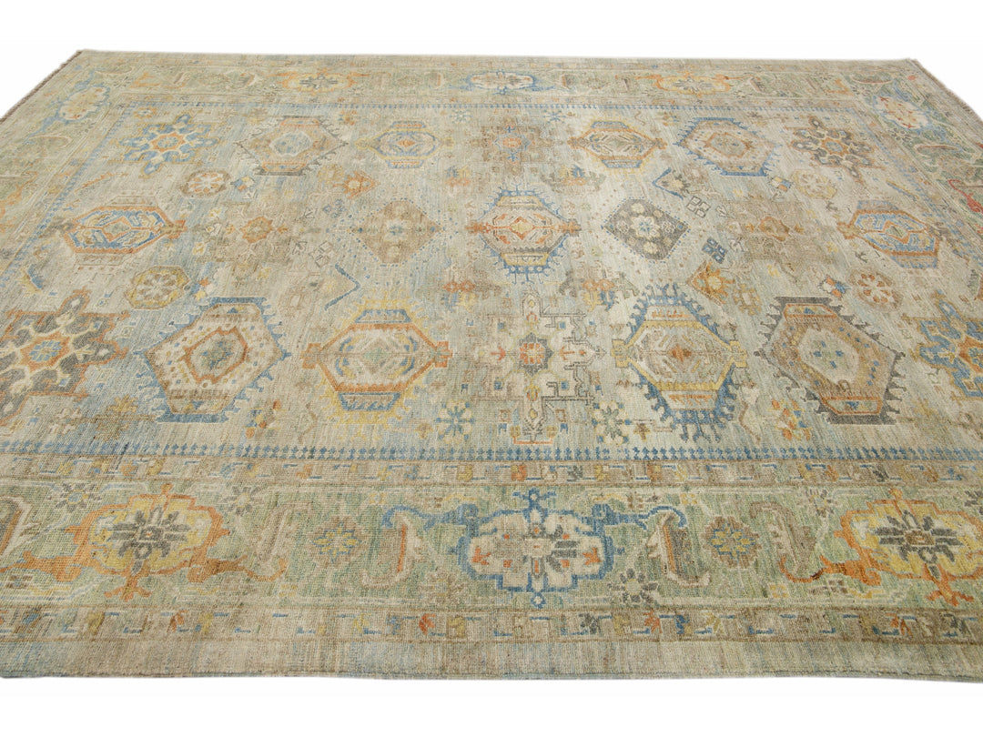 Modern Heriz Wool Rug 9 X 13