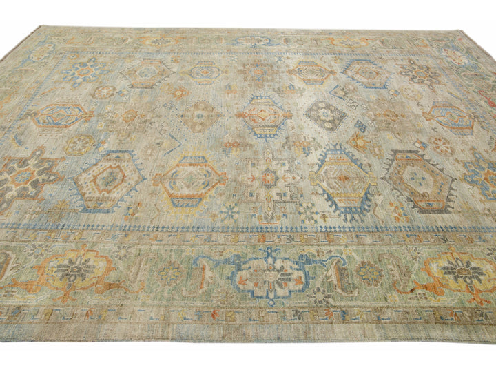 Modern Heriz Wool Rug 9 X 13