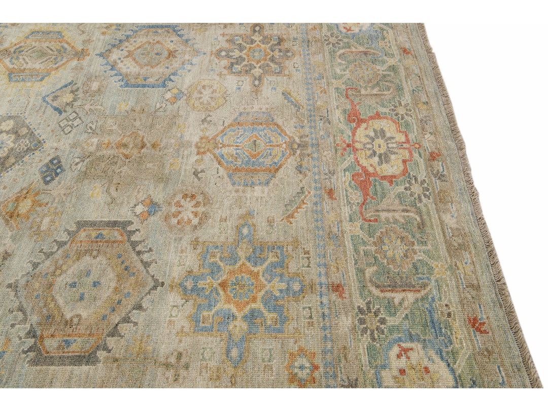 Modern Heriz Wool Rug 9 X 13