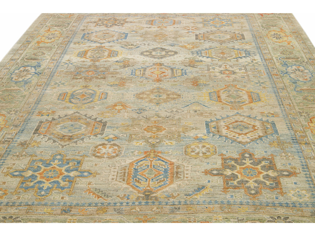 Modern Heriz Wool Rug 9 X 13