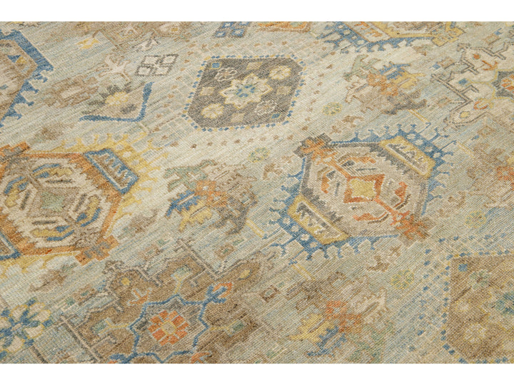 Modern Heriz Wool Rug 9 X 13